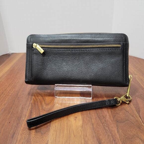 Fossil Zip Wristlet Wallet Leather Card Slots Coin Pouch - Picture 2 of 12